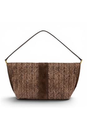 Borsa Gianni Chiarini in paglia intrcciata e camoscio colore cioccolata. GIANNI CHIARINI | 12246-CHOCO